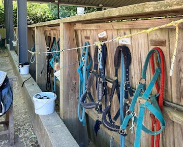 Hanging girths outside of the stable at IVHQ Horse Caretakers project in Lisbon, Portugal